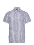 Linen Shirt Short Sleeve Tops Shirts Short-sleeved Navy Sebago