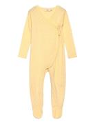 Pointelle Cross-Over Full Body Langærmet Body Yellow Copenhagen Colors