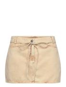 Low Waisted Denim Mini Skirt Skirts Short Skirts Beige Monki