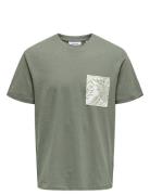 Onsperry Life Reg Leaf Ss Pockettee Noos Tops T-Kortærmet Skjorte Gree...