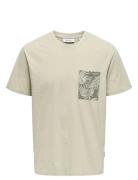 Onsperry Life Reg Leaf Ss Pockettee Noos Tops T-Kortærmet Skjorte Beig...