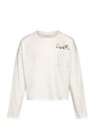 Embroidered Detail T-Shirt Tops T-shirts Long-sleeved T-Skjorte White ...