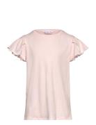 Short-Sleeved Ruffle T-Shirt Tops T-Kortærmet Skjorte Pink Mango