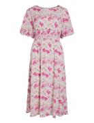 Vilina O-Neck 2/4 Midi Dress/Dc Knælang Kjole Pink Vila