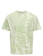 Onszeke Life Reg Washed Ss Aop Tee Tops T-Kortærmet Skjorte Green ONLY...