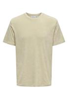 Onshellas Reg Frotte Ss Tee Tops T-Kortærmet Skjorte Beige ONLY & SONS