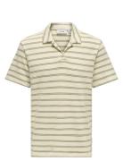 Onsian Reg Stripe Struct Ss Resort Polo Tops Polos Short-sleeved Cream...