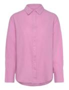 Linen Blend Shirt Tops Shirts Linen Shirts Pink Gina Tricot