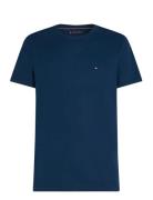 Cotton Linen Tee Tops T-Kortærmet Skjorte Navy Tommy Hilfiger