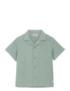 Shirt Ss Muslin Tops Shirts Short-sleeved Shirts Green En Fant