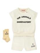 Set Squab Baby Set White Logo Sets Sets With Short-sleeved T-shirt Cre...