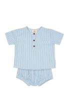 Seersucker Baby Set Sets Sets With Short-sleeved T-shirt Blue Copenhag...