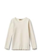T-Shirt L/S Ida Tops T-shirts Long-sleeved T-Skjorte White Wheat