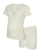 Mlpansy Lia Ss Jrs Pyjamas Set 2F Pyjamas Nattøj Cream Mamalicious