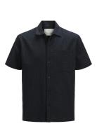 Jprcceaston Seersucker S/S Shirt Ln Tops Shirts Linen Shirts Black Jac...