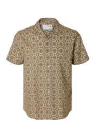 Slhrelaxnew-Linen Shirt Ss Resort Tops Shirts Short-sleeved Multi/patt...