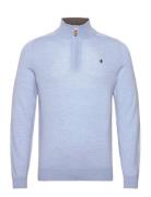 Merino John Zip Tops Knitwear Half Zip Jumpers Blue Morris