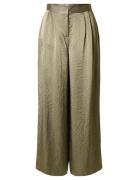 Slfselene Hw Wide Pant B Bottoms Trousers Linen Trousers Green Selecte...