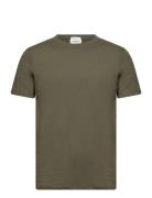 Organic Slub Yarn O-Neck Tee S/S Tops T-Kortærmet Skjorte Khaki Green ...