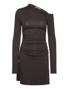 Gathered Mini Long Sleeve Dress Kort Kjole Brown Weekday