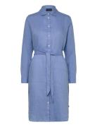 Isa Linen Shirt Dress Knælang Kjole Blue Lexington Clothing