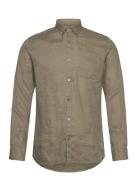 Pure Linen L/S Shirt Tops Shirts Linen Shirts Green Lindbergh