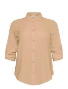 Kcnana Shirt Tops Shirts Short-sleeved Beige Kaffe Curve
