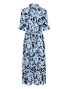 Kamira Plain Weave Dress Printed Maxikjole Festkjole Blue Kaffe