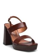 088-Verde Cuir Sandal Med Hæl Burgundy Jonak Paris