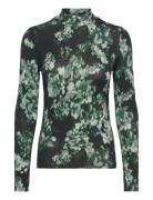 All Over Printed Mock Neck Ls T-Shirt Tops T-shirts & Tops Long-sleeve...