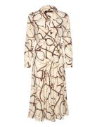 Belting-Print Crepe Midi Dress Dresses Shirt Dresses Cream Lauren Ralp...