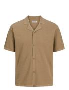 Jjorion Knit Resort Ss Tops Knitwear Short Sleeve Knitted Polos Beige ...