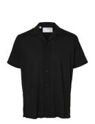 Slhreg-Air Shirt Ss Mix Tops Shirts Short-sleeved Black Selected Homme