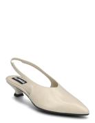 Eros Leather Pumps Shoes Sling Backs Heeled Slingbacks Cream ALOHAS