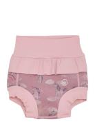 Trunks W. Frills, Flower Aop Badeshorts Pink Color Kids