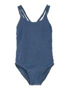 Swimsuit W. Stucture Badedragt Badetøj Navy Color Kids