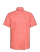 Douglas Bd Linen Shirt Ss Designers Shirts Short-sleeved Orange Morris