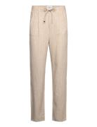 Linen Woven Striped Pants Bottoms Trousers Linen Trousers Beige Lindbe...