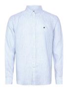 Douglas Linen Stripe Shirt-Classic Fit Tops Shirts Linen Shirts Blue M...