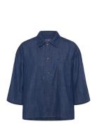 Lightweight Denim Popover Shirt Tops Shirts Denim Shirts Navy Scotch &...