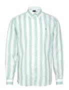 Douglas Linen Stripe Shirt-Classic Fit Tops Shirts Linen Shirts Green ...
