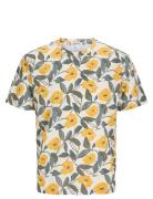 Joralmeria Aop Tee Ss Crew Neck Jnr Tops T-Kortærmet Skjorte Yellow Ja...