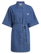 Linen Boxy Belted Shirt Dress Kort Kjole Blue Calvin Klein Jeans