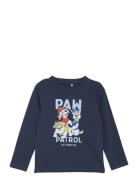 T-Shirt Ls Tops T-shirts Long-sleeved T-Skjorte Navy Minymo
