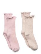 2 Pack Patterned Socks Socks & Tights Socks Pink Mango