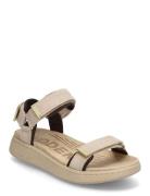 Line Suede Flade Sandaler Cream WODEN