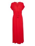 Crallie Dress Maxikjole Festkjole Red Cream