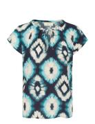 Crtiah Blouse Tops Blouses Short-sleeved Blue Cream