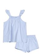 Striped Cotton Pyjama Pack Pyjamassæt Blue Mango
