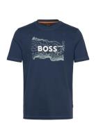 Te_Logospace Tops T-Kortærmet Skjorte Navy BOSS